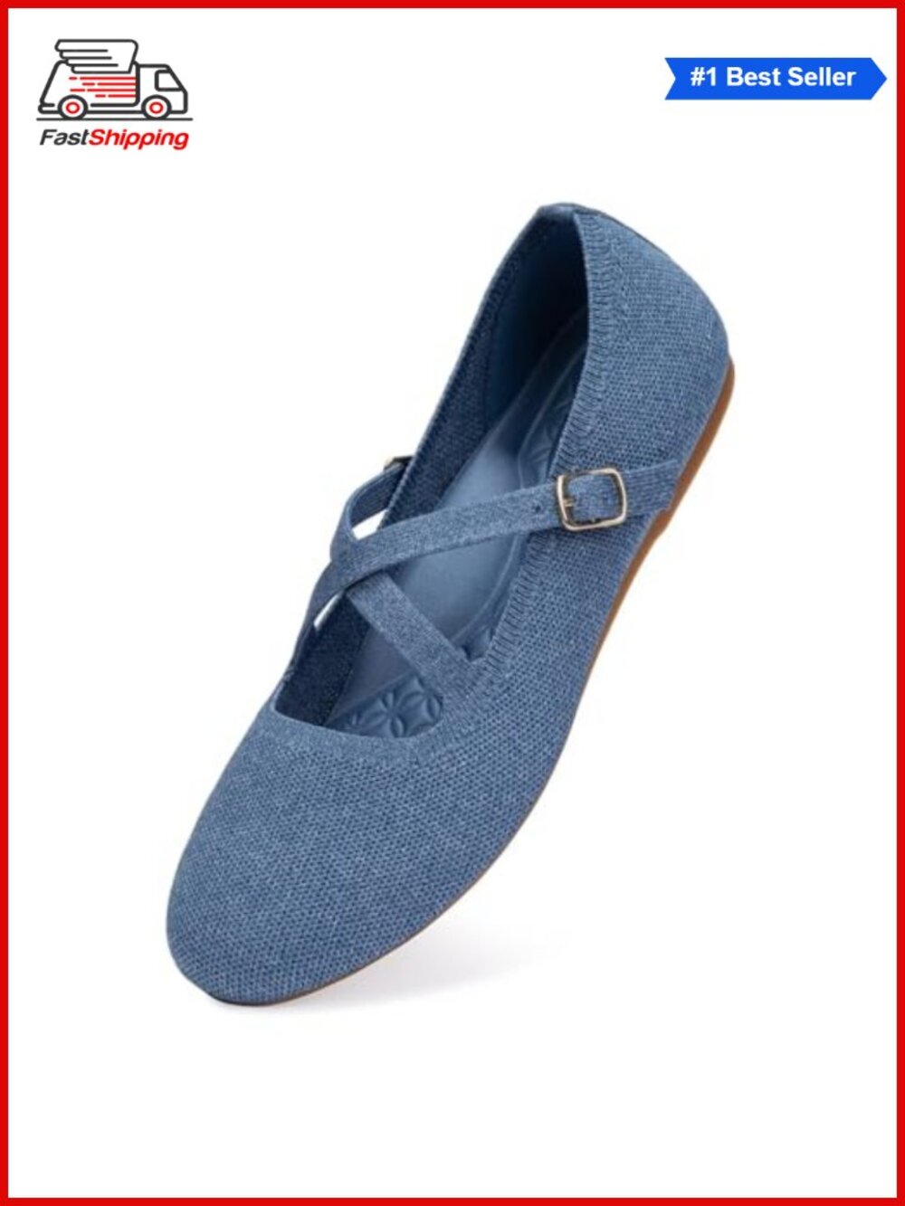 Women's Mary Jane Flats Knit Ballet Criss Cross Ankle Strap Comfort Shoes